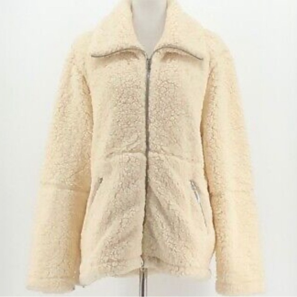 Zella Jackets & Blazers - Zella Cream Fleece Zip Up Jacket Size Medium